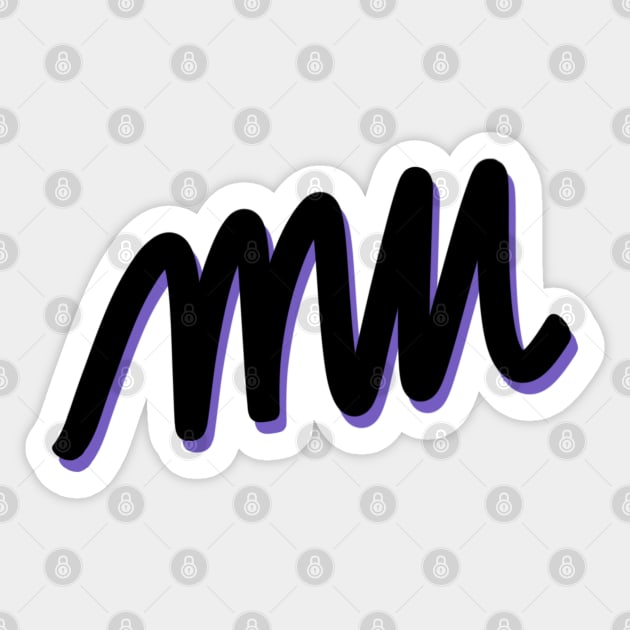 Greek Alphabet: mu (black-purple) Sticker by LetsOverThinkIt